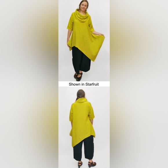Bryn Walker Noma 100% Linen Tunic Top Asymmetric Lagenlook Cowl Neck Sz Small - Picture 3 of 10